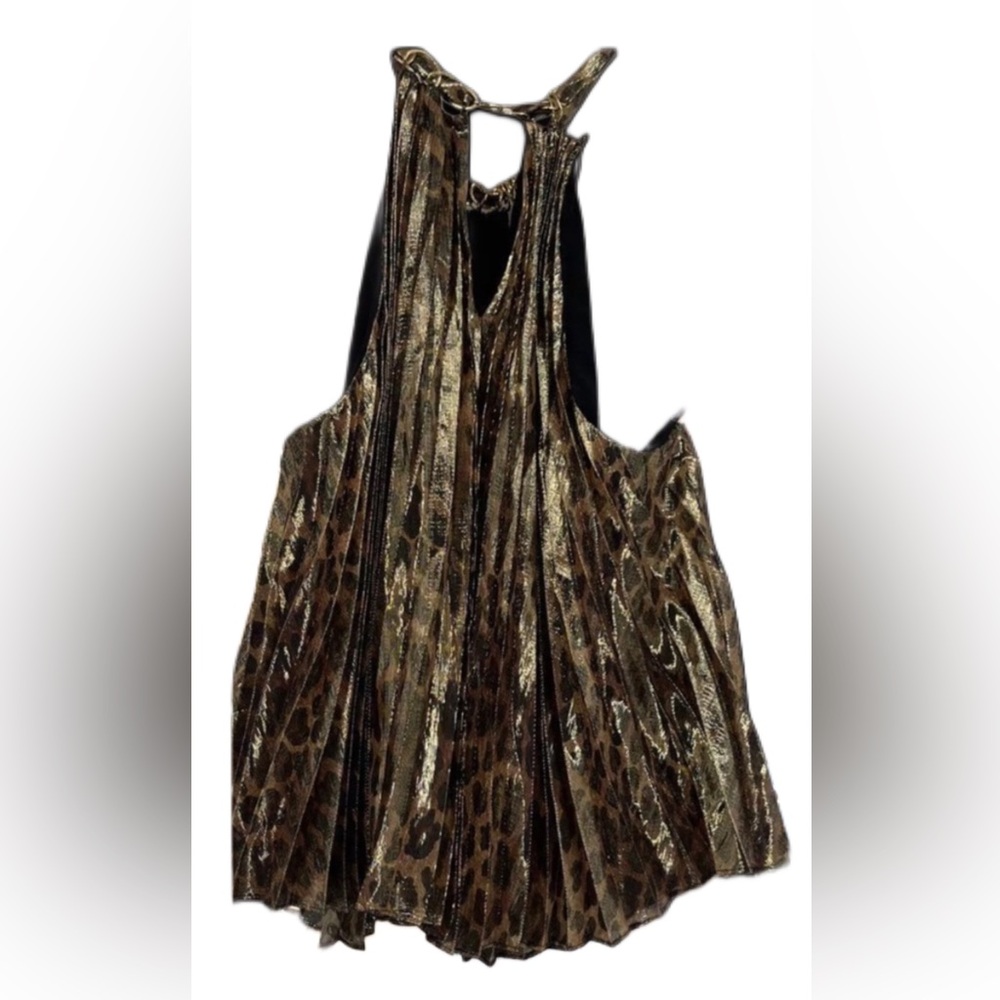 Alice+Olive Alycia Chain-embellished Leopard Print Silk Chiffon Blouse -Size XL